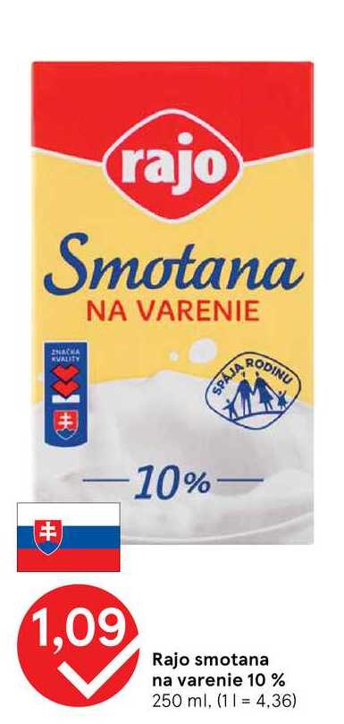 Rajo smotana na varenie 10 % 250 ml