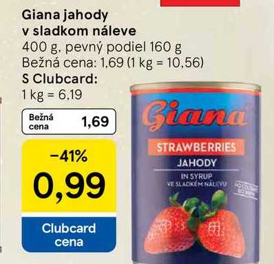 Giana jahody v sladkom náleve 400 g