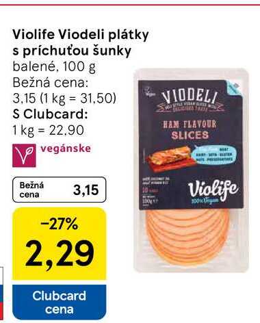 Violife Viodeli plátky s príchuťou šunky balené, 100 g 