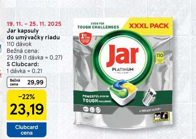 Jar kapsuly do umývačky riadu 110 dávok