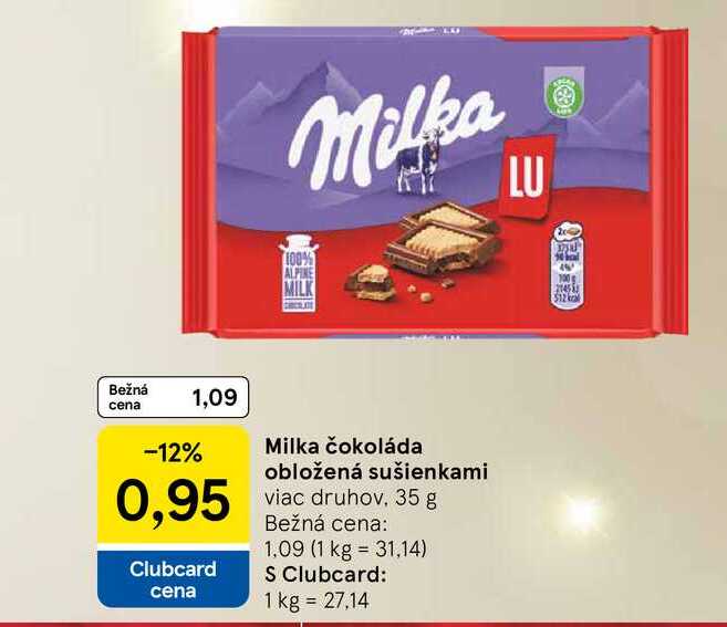 Milka čokoláda obložená sušienkami viac druhov, 35 g