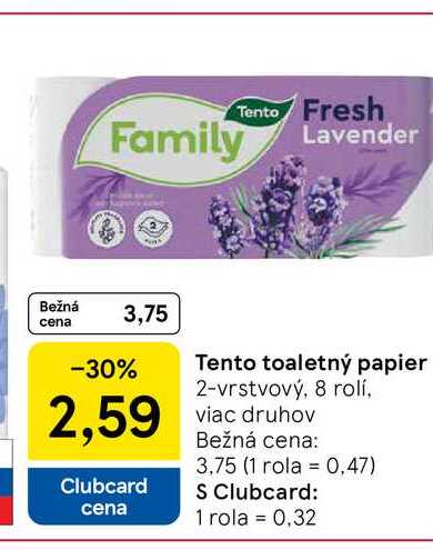 Tento toaletný papier 2-vrstvový, 8 rolí