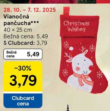 Vianočná pančucha 40 x 25 cm