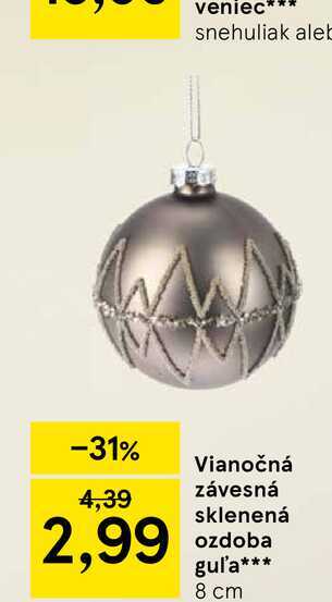 Vianočná závesná sklenená ozdoba gul'a 8 cm