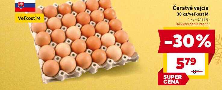 Čerstvé vajcia 30 ks Veľkosť M