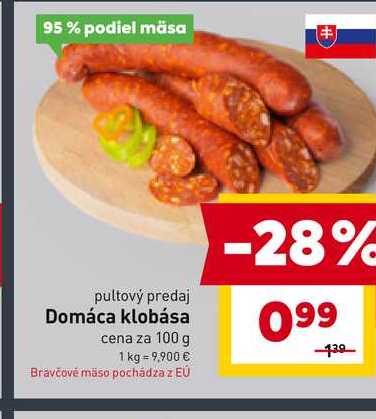 Domáca klobása cena za 100 g