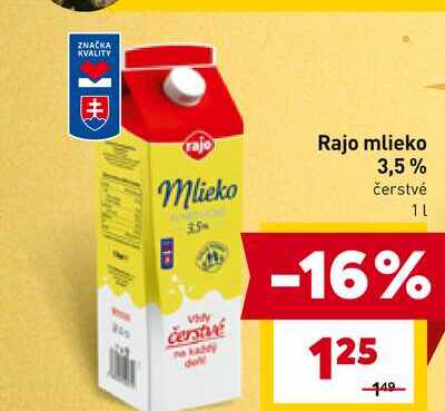 Rajo čerstvé Mlieko 1 l