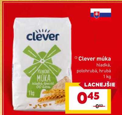 Clever múka hladká, polohrubá, hrubá 1 kg 