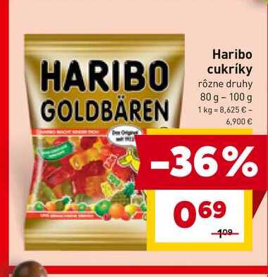 Haribo cukríky rôzne druhy 80 g - 100 g 