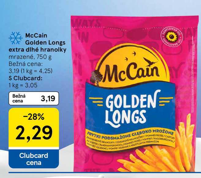 McCain Golden Longs extra dlhé hranolky mrazené, 750 g