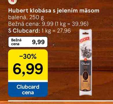 Hubert klobása s jelením mäsom balená, 250 g