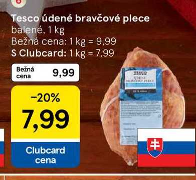 Tesco údené bravčové plece balené, 1 kg 