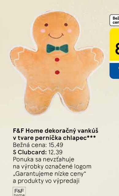 F&F Home dekoračný vankúš v tvare perníčka chlapec