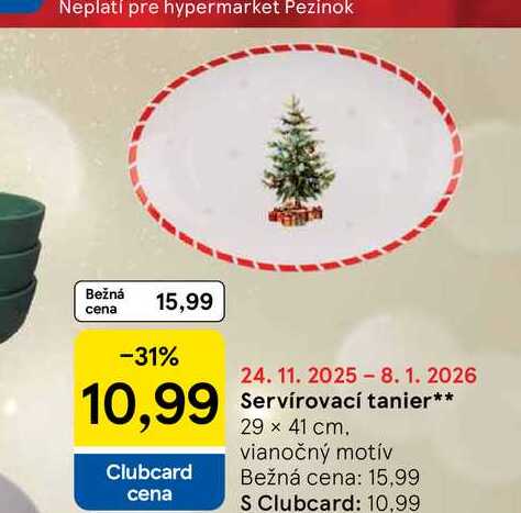 Servírovací tanier 29 x 41 cm vianočný motív 