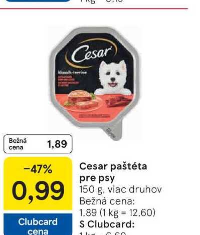 Cesar paštéta pre psy 150 g