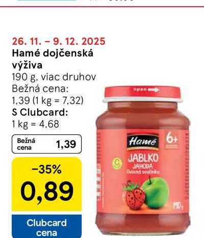 Hamé dojčenská výživa 190 g