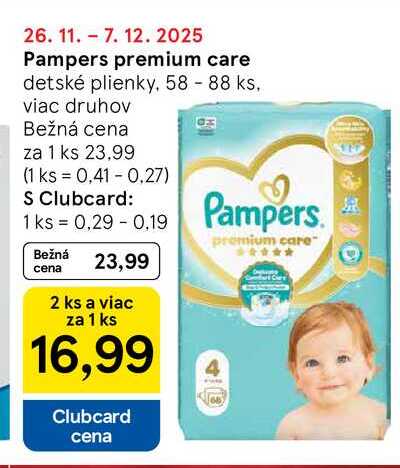 Pampers premium care detské plienky, 58 - 88 ks