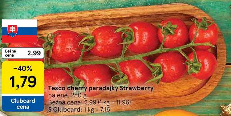 Tesco cherry paradajky Strawberry balené, 250 g 
