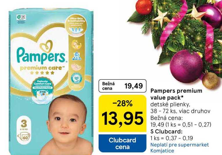 Pampers premium value pack detské plienky, 38-72 ks, viac druhov