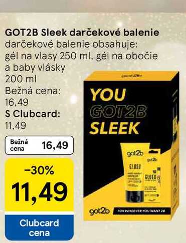 GOT2B Sleek darčekové balenie obsahuje: gél na vlasy 250 ml, gél na obočie a baby vlásky 200 ml