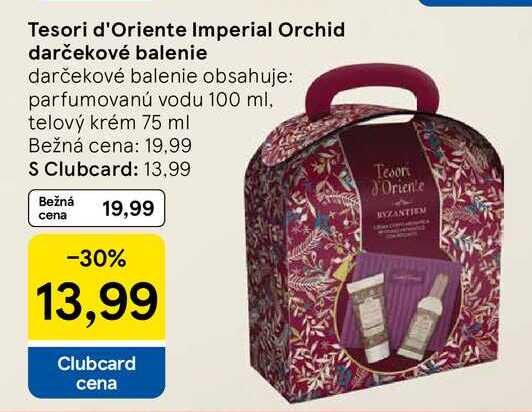 Tesori d'Oriente Imperial Orchid darčekové balenie obsahuje: parfumovanú vodu 100 ml, telový krém 75 ml