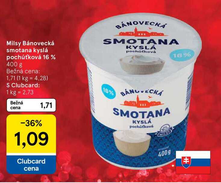 Milsy Bánovecká smotana kyslá pochúťková 16% 400 g 