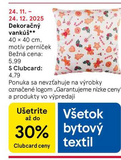 Dekoračný vankúš 40 x 40 cm, motív perníček