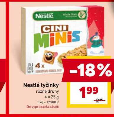 Nestlé tyčinky rôzne druhy 4 x 25 g 