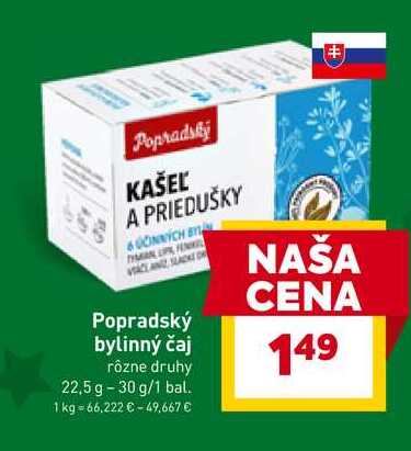 Popradský bylinný čaj rôzne druhy 22,5 g -30 g/1 bal.