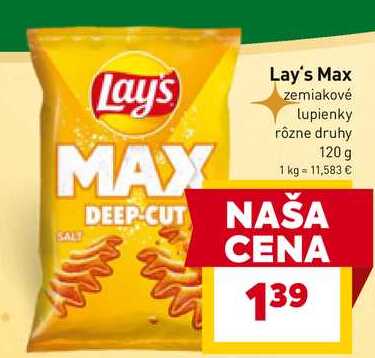 Lay's Max zemiakové lupienky rôzne druhy 120 g 
