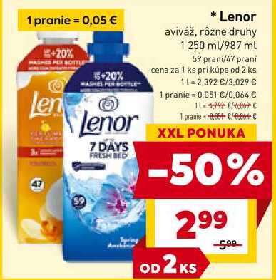 Lenor aviváž, rôzne druhy 1 250 ml/987 ml 59 prani/47 prani 