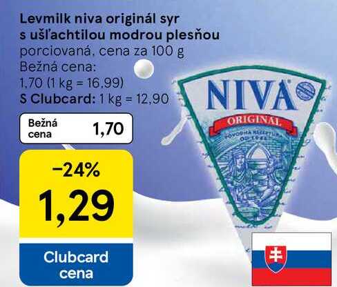 Levmilk niva originál syr s ušľachtilou modrou plesňou porciovaná, cena za 100 g