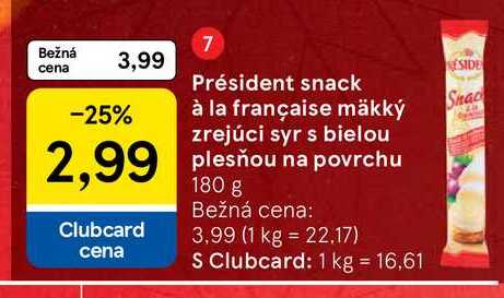 Président snack zrejúci syr s bielou plesňou na povrchu 180 g 