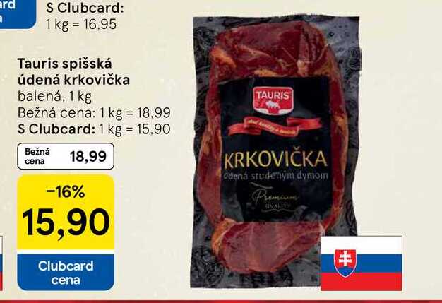 Tauris spišská údená krkovička balená, 1 kg