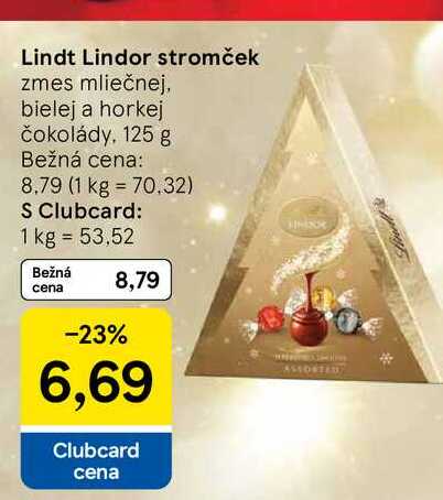 Lindt Lindor stromček zmes mliečnej, bielej a horkej čokolády, 125 g 