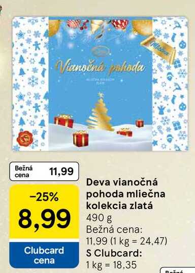 Deva vianočná pohoda mliečna kolekcia zlatá 490g