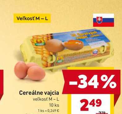 Cereálne vajcia veľkosť M - L 10 ks 