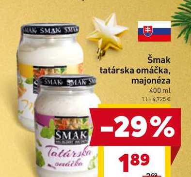 Šmak tatárska omáčka, majonéza 400 ml