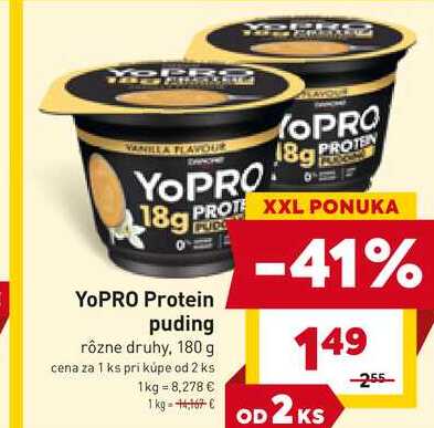 YoPRO Protein puding rôzne druhy, 180 g 