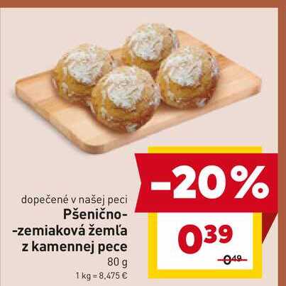 Pšenično-zemiaková žemľa z kamennej pece 80 g