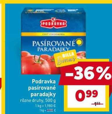 Podravka pasírované paradajky rôzne druhy, 500 g