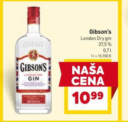 Gibson's London Dry gin 37,5% 0,7l