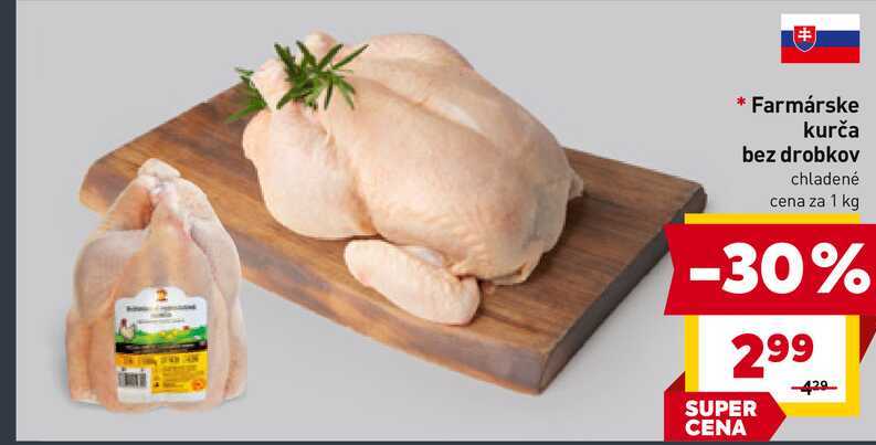 Farmárske kurča bez drobkov chladené cena za 1 kg
