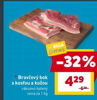 Bravčový bok s kosťou a kožou vákuovo balený cena za 1 kg