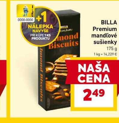 BILLA Premium mandľové sušienky 175 g
