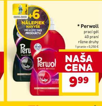 Perwoll prací gél 40 praní rôzne druhy