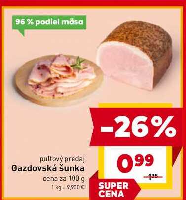 Gazdovská šunka cena za 100 g