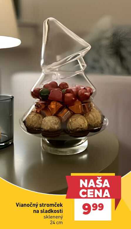 Vianočný stromček na sladkosti sklenený 24 cm