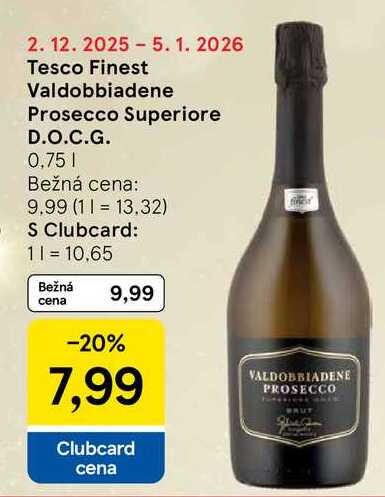 Tesco Finest Valdobbiadene Prosecco Superiore D.O.C.G. 0,75l