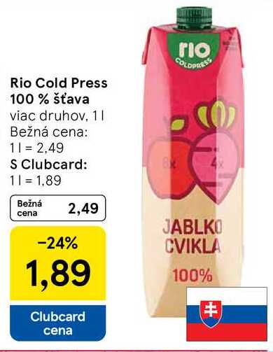 Rio Cold Press 100% šťava viac druhov, 1l